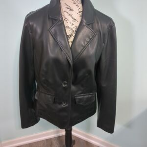 BB DAKOTA BLACK VEGAN FAUX LEATHER JACKET BUTTON UP extra large